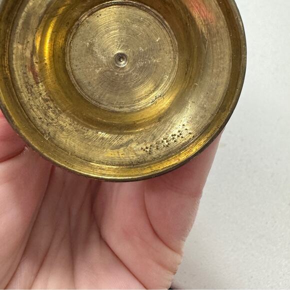 Vintage Brass Floral Etched Mini Bud Vase Boho Home Decor Made In India - Picture 8 of 8